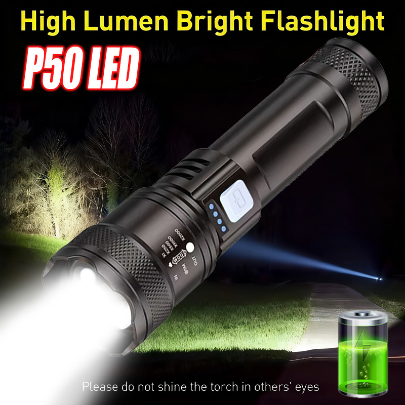 고출력 LED 손전등, USB 충전식 줌 기능 전술용  - Fishing Light 리뷰 및 가격